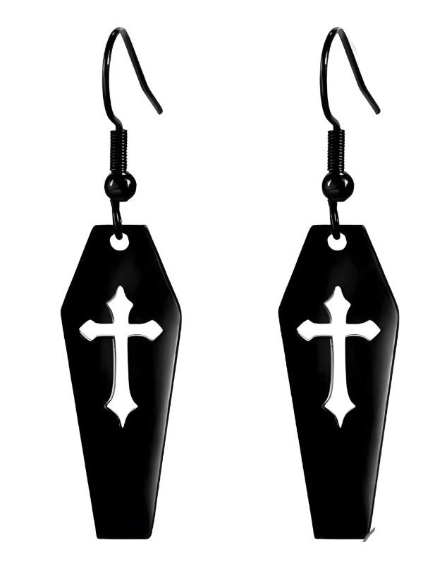 Gothic Earrings Black Coffin Divine-Darkness